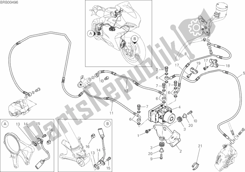 Alle onderdelen voor de Antiblokkeersysteem (abs) van de Ducati Superbike 1299S ABS USA 2015
